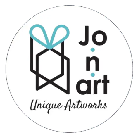 jo.n.art logo με κυκλικό περίγραμμα κεντραρισμένο